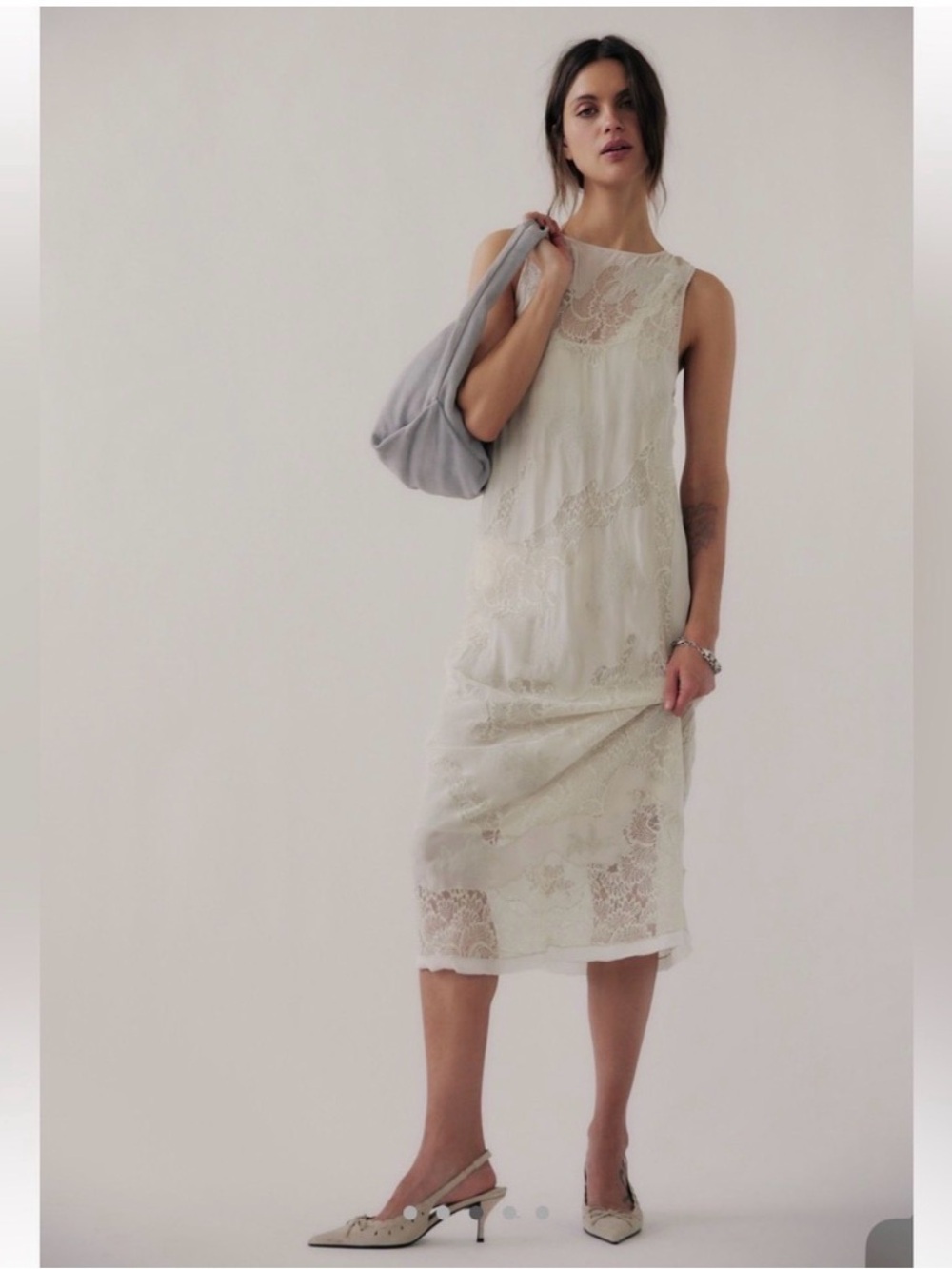 Free People Many Moons Midi Dress Lace Overlay Sleeveless - Small